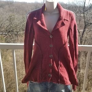 Free People Red Tuxedo Back Buttondown Top